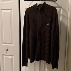 Men’s Lacoste Brown Full-Zip Sweater Size XL